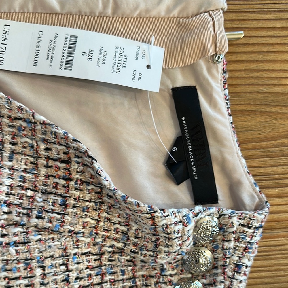 White House Black Market Multicolor Tweed Sheath Dress and Matching Blazer
